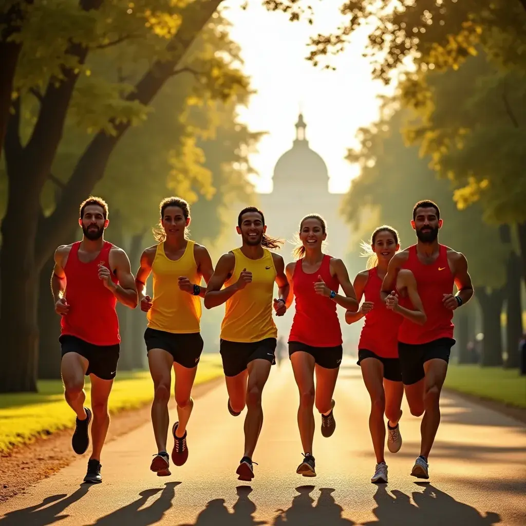 Grupo de corredores realizando un entrenamiento de resistencia en la playa.