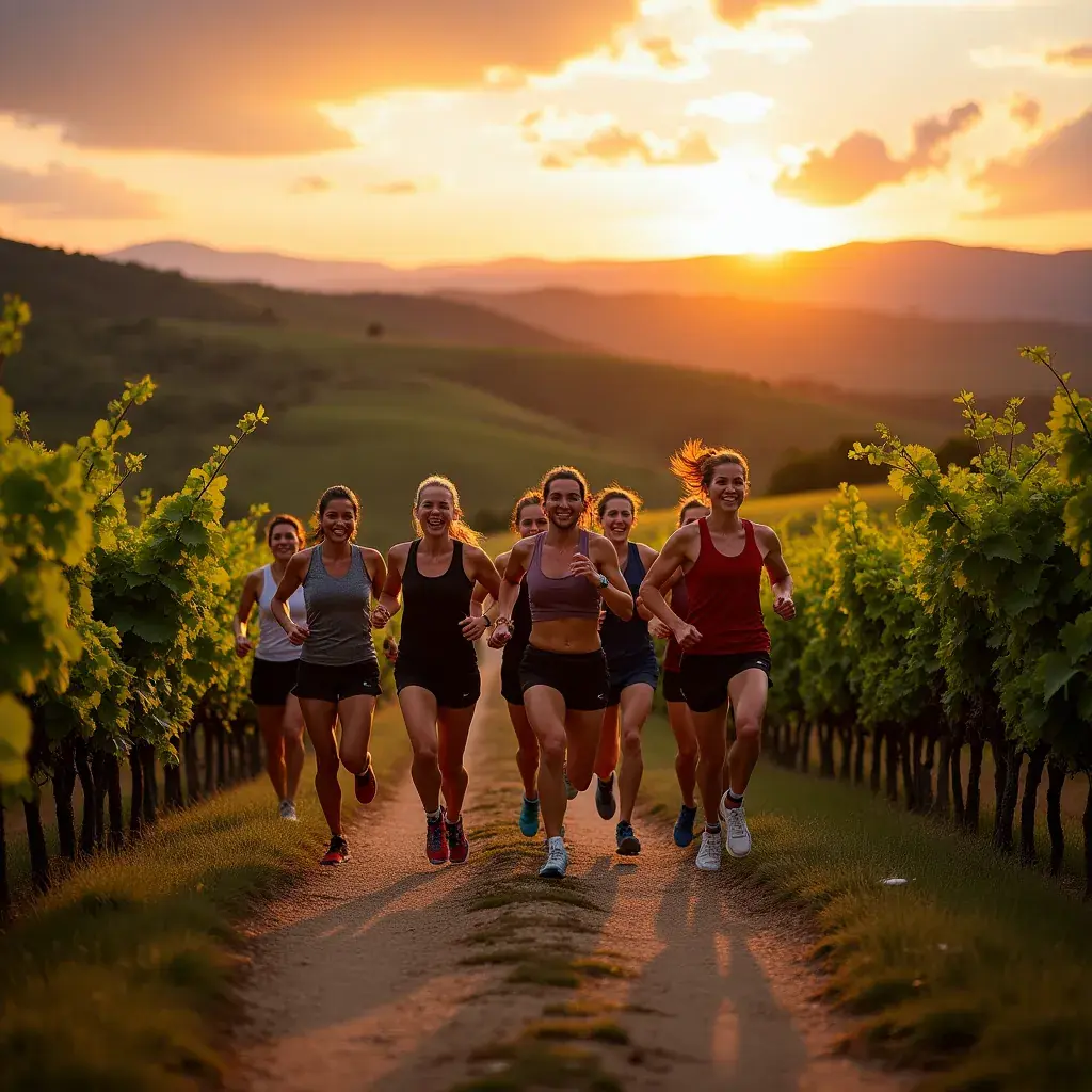 Mapa de ruta de maratón con marcadores de kilómetros y puntos de avituallamiento.